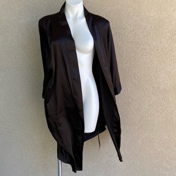 Black Rhinestone Diamante Bridesmaid Satin Robe - Picture 5 of 9